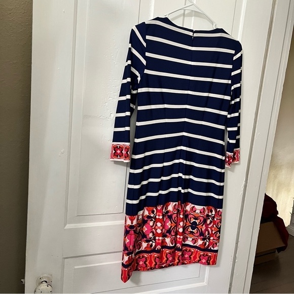 Eliza J Navy Blue Striped Floral Dress 2P 2 Petite O2 - Picture 5 of 7